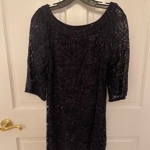 Diane Von Furstenberg Black Lace Shift Dress